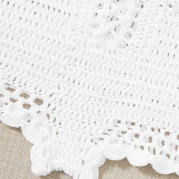 White Crochet Lace Up Shorts - Picture 10 of 10